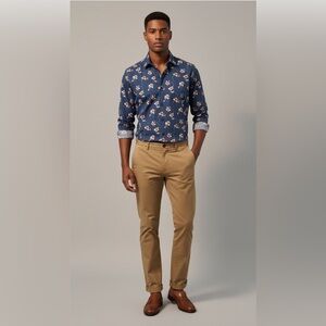 Express Blue and Orange Casual Button Down Shirt